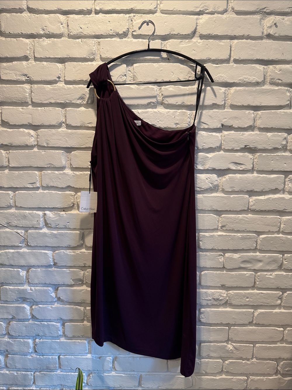 NWT Calvin Klein One-Shoulder Plum Purple Dress